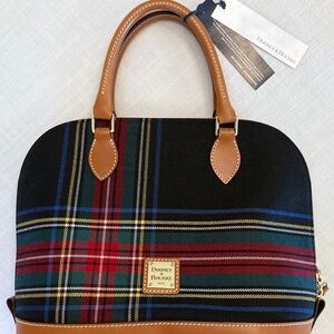Dooney & Bourke NWT Black Tartan Plaid Zip Zip Satchel | Classic Structured Bag
